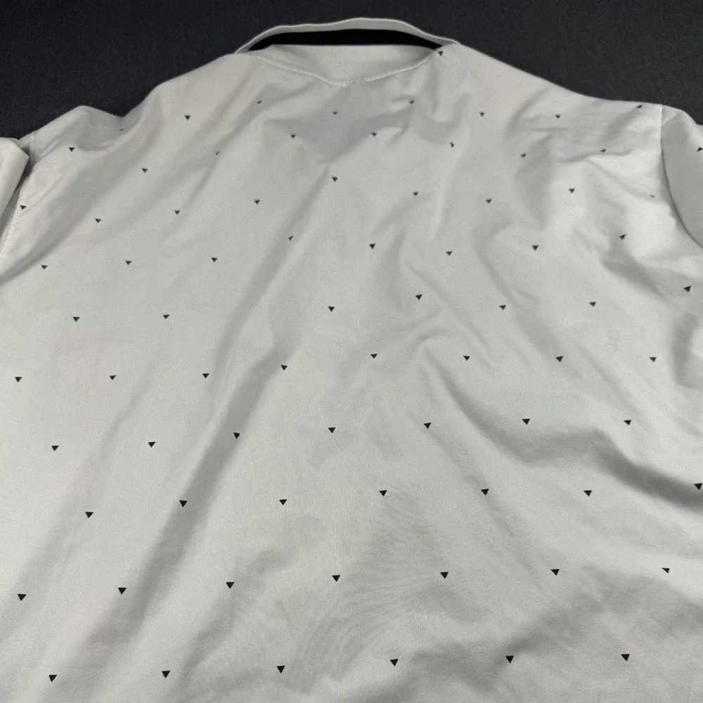 Nike‎ Dri-FIT Golf Polo Shirt Men's XXL White Black Triangle Print Athletic